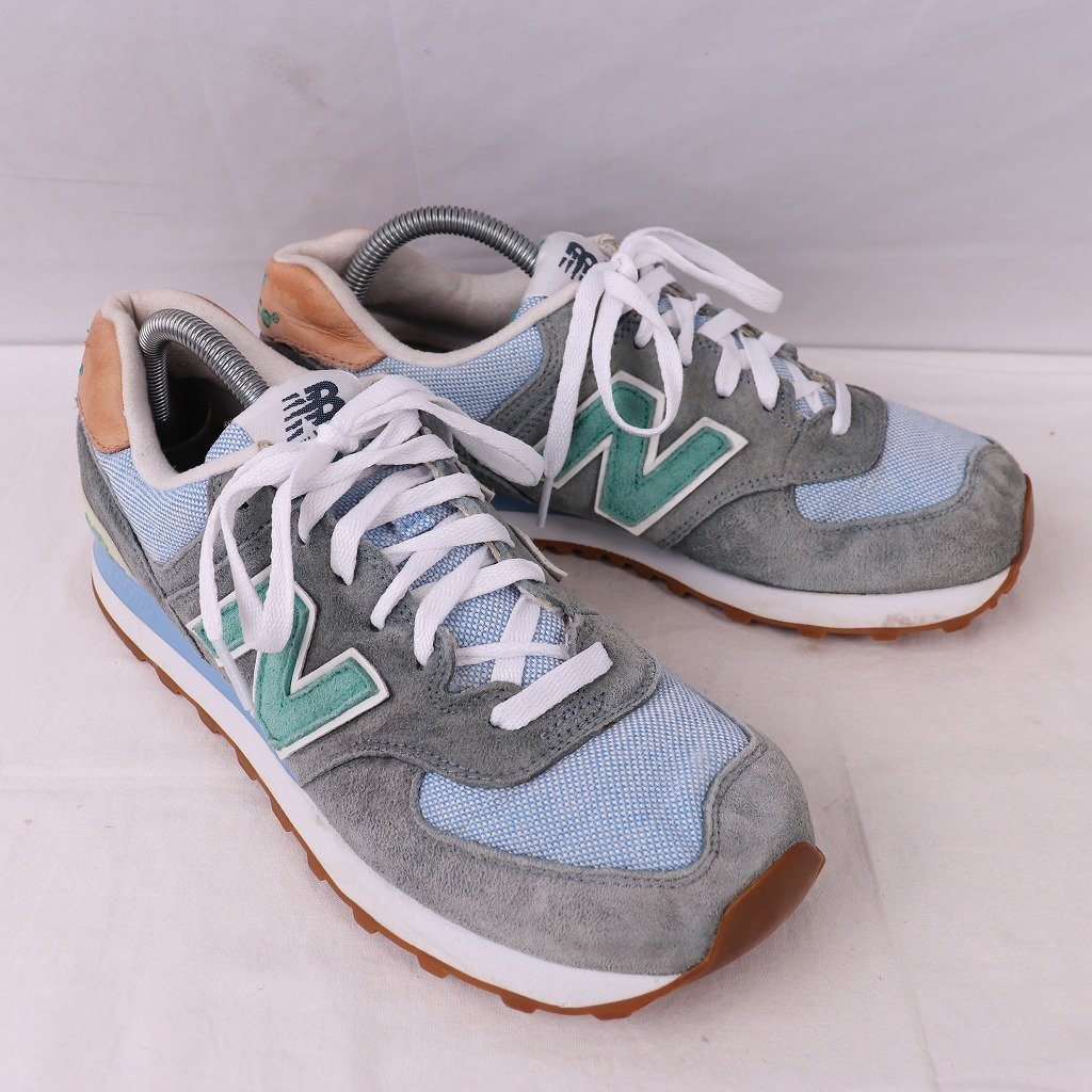 574 ニューバランス 26.5cm/new balance 灰 グレー 水色 緑 タン 中古 古着 メンズ スニーカー yy2710_画像6