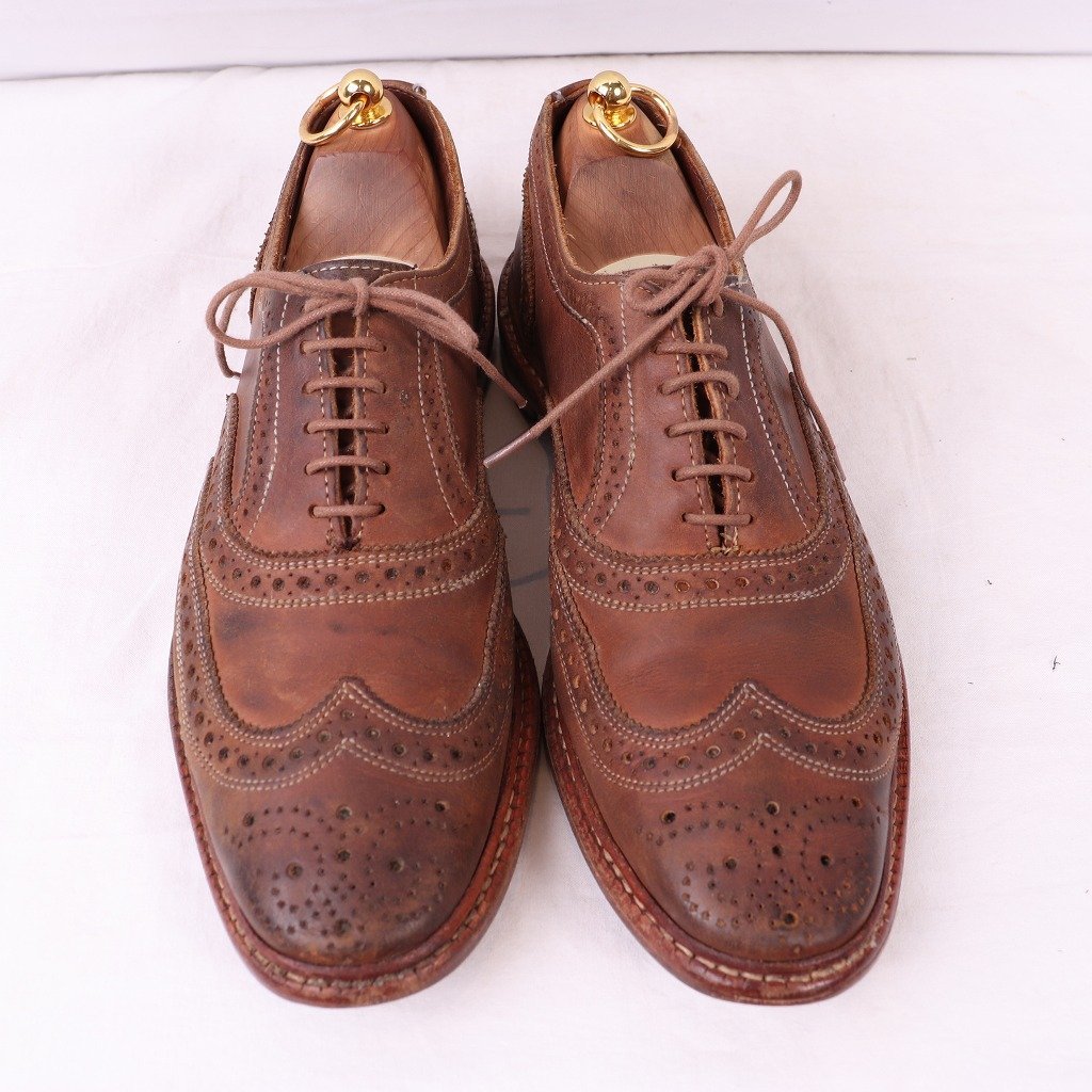 アレンエドモンズ 9 D ALLEN EDMONDS Neumok USA製 ウィングチップ ブラウン 茶 内羽根 メンズ アメリカ靴 中古 古着 ds4207_画像2