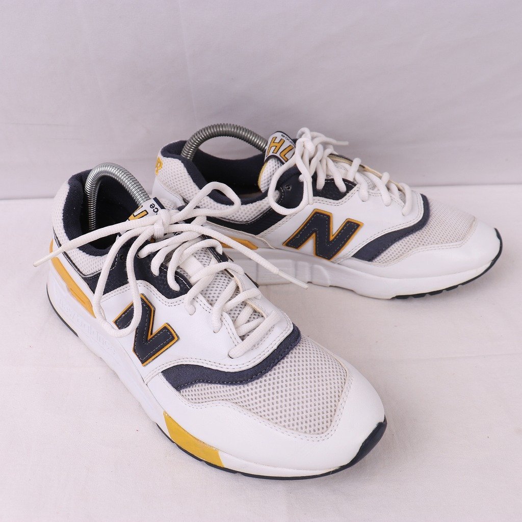 997H ニューバランス 26.0cm/new balance 白 ホワイト 紺 ネイビー 黄色 イエロー 中古 古着 スニーカーメンズ スニーカー yy2744_画像6