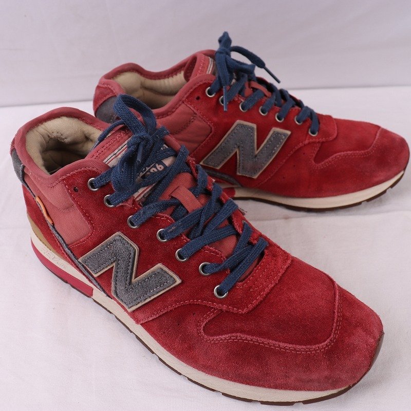 996 ニューバランス 27.5cm/new balance ミドルカット 赤 レッド 青 ベージュ 中古 古着 スニーカー メンズ yy8684_画像7