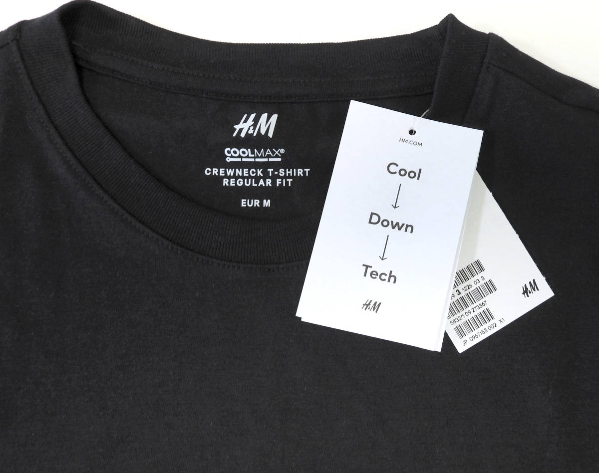H&M エイチ・アンド・エム メンズ 半袖Tシャツ Mサイズ ブラック【新品未使用】 _画像3
