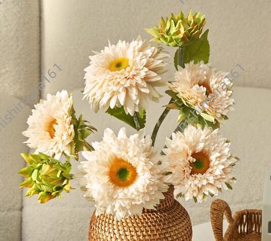  Mukou . flower 5 head *...2 head * artificial flower * vase none * interior small articles * sunflower material for flower arrangement * art flower *40cm* hand made *