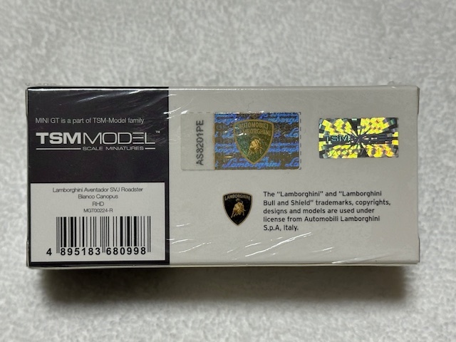 1/64 MINI-GT MGT00224-R ランボルギーニ アヴェンタドール SVJ ロードスター Bianco Canopus ホワイト Lamborghini Aventador Roadsterの画像4