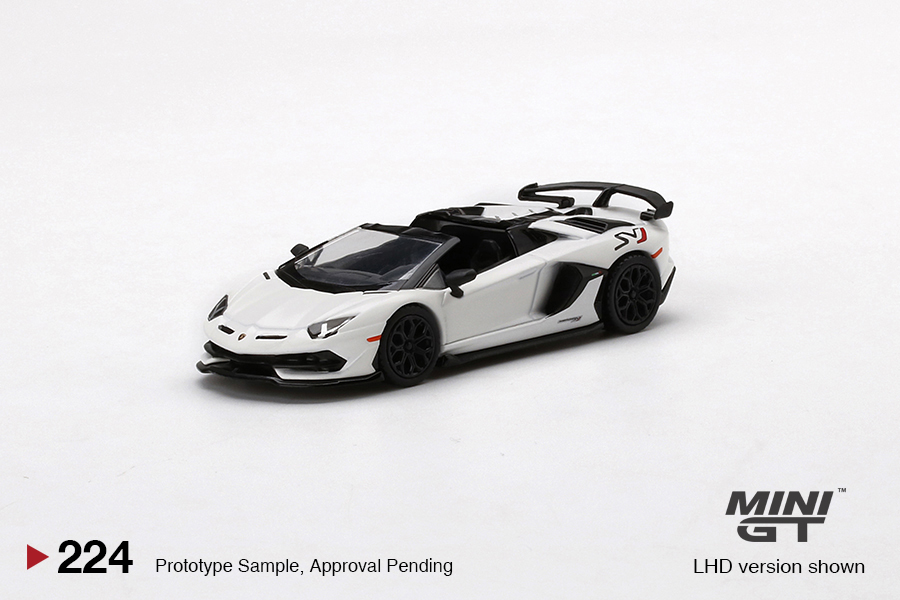 1/64 MINI-GT MGT00224-R ランボルギーニ アヴェンタドール SVJ ロードスター Bianco Canopus ホワイト Lamborghini Aventador Roadsterの画像1