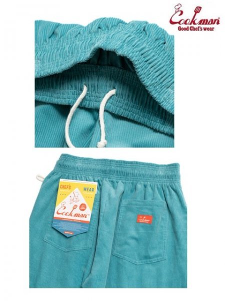  стоимость доставки 0 [COOKMAN] Cook man Chef Pantsshef брюки Corduroy Turquoise Blue 231-03811 -XL для мужчин и женщин вельвет легкий брюки LA