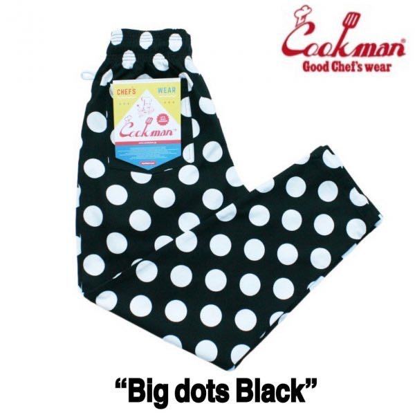 送料0 【COOKMAN】クックマン Chef Pants シェフパンツ Big dots Black 231-91813 -M 男女兼用 ビッグドット 水玉 イージーパンツ LA発_画像2