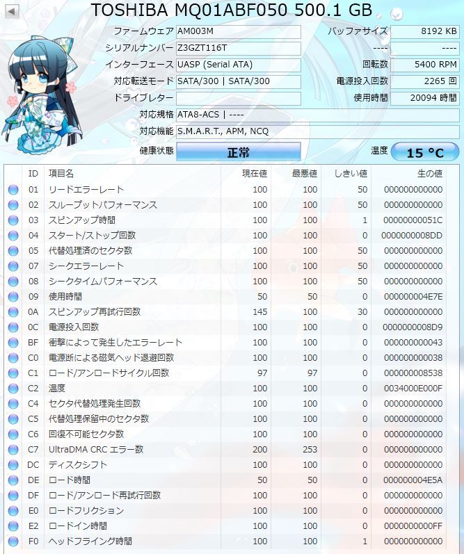 ハードディスク 500GB 正常品判定 4台セット ノート用 2.5インチ SATA 内蔵HDD 管03_画像6