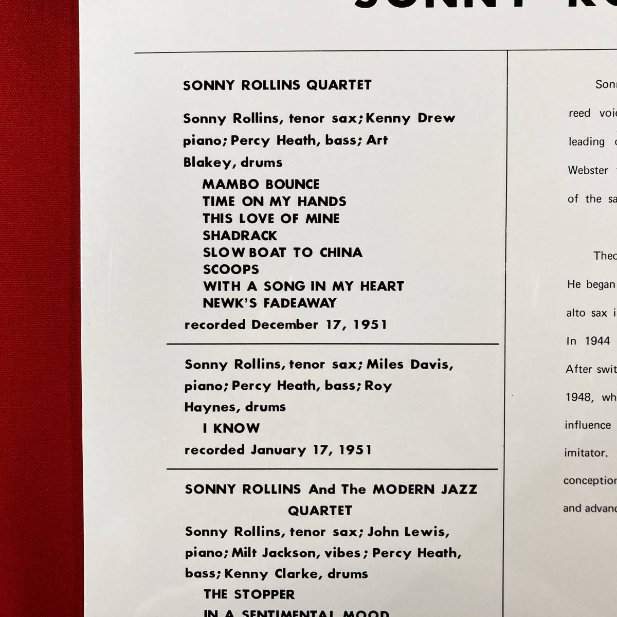 未開封　OJC盤です　ジャズ定番の音　ソニー・ロリンズ　Sonny Rollins With The Modern Jazz Quartet　希少品　美品　限定盤 1LP レコード_画像3