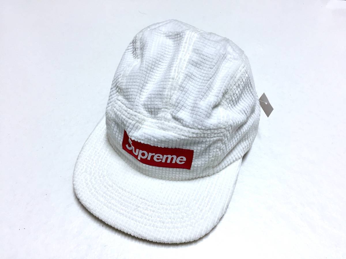 【国内正規保証】SUPREME　 Corduroy Camp Cap 2018SS キャップ　コーデュロイ　帽子　ロゴ　シュプリーム 白