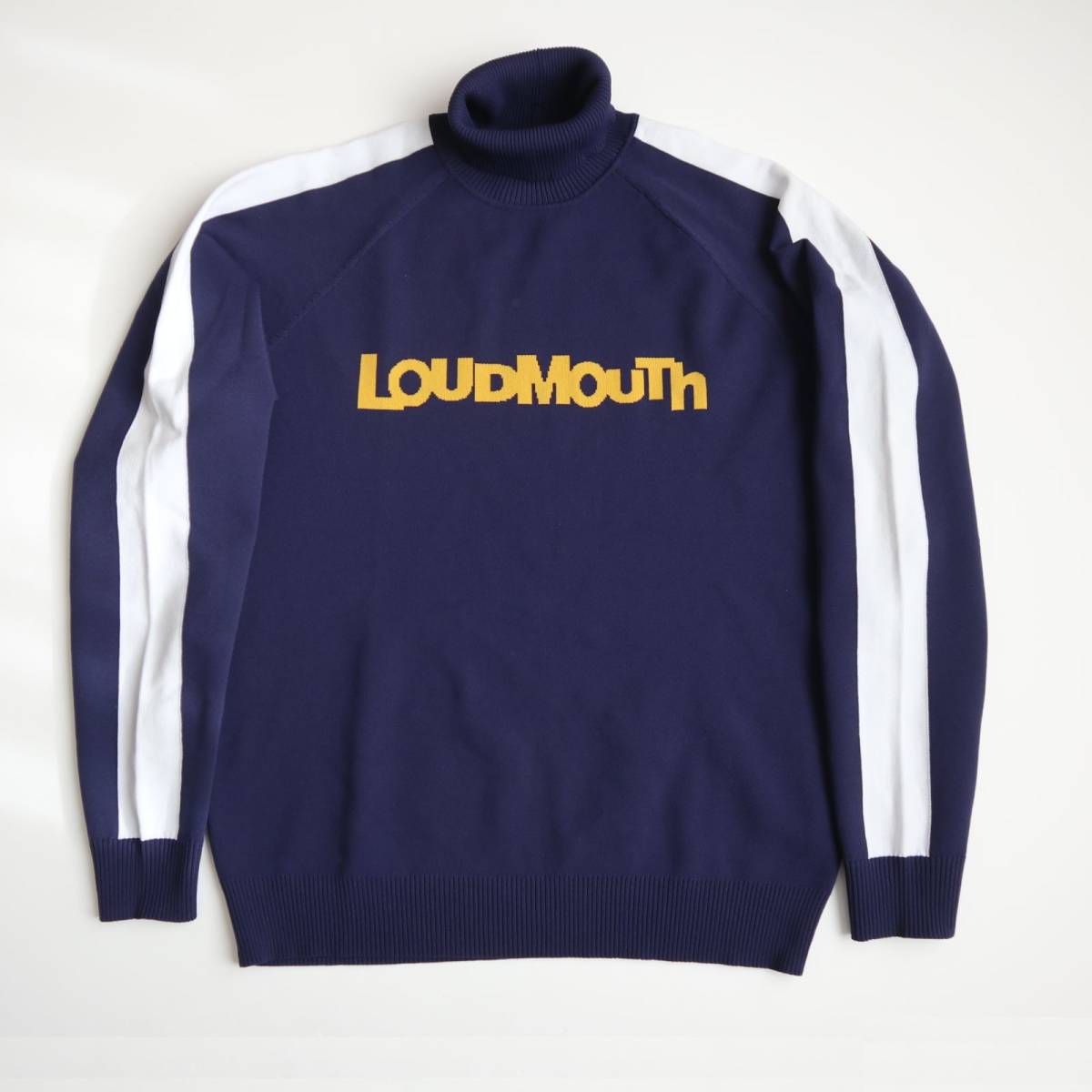 2022年秋冬モデル！LOUDMOUTH/ラウドマウス ★軽量 ニット 袖ライン タートルネック セーター/ネイビー/メンズ/サイズL_画像3