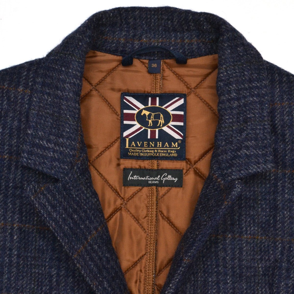 LAVENHAM for BEAMS ラベンハム ウールキルティングジャケット ブリティッシュフリース British Fleece 36 イギリス製 メンズ M769662_画像4