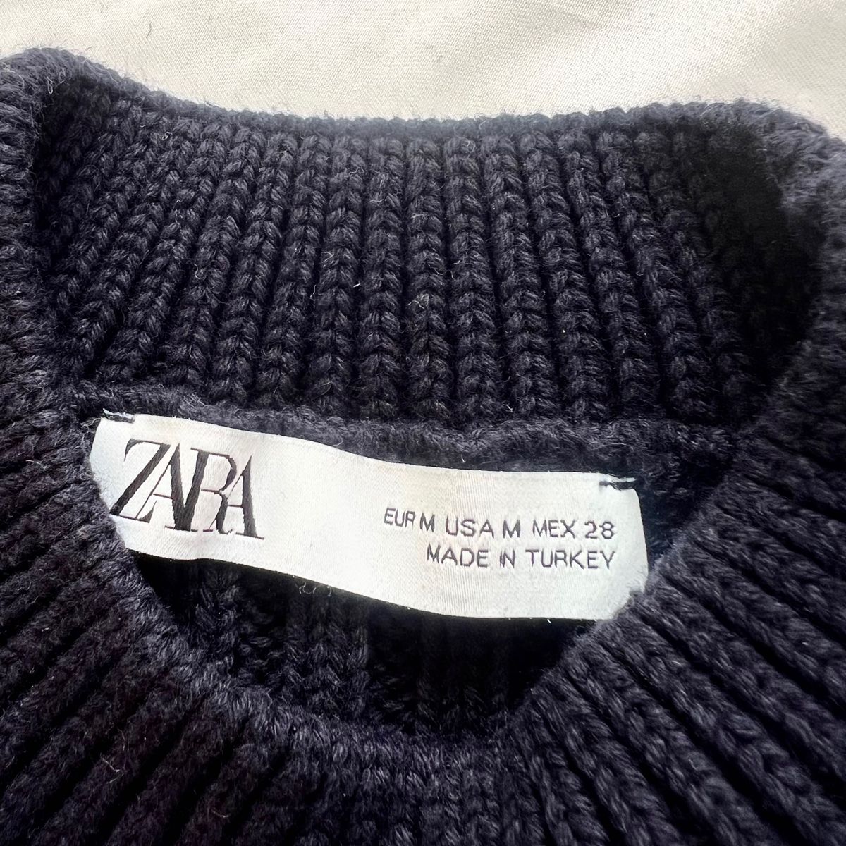 ZARA ザラ クロップドニット ネイビー M   ニット セーター トップス ショート丈 レディース 長袖