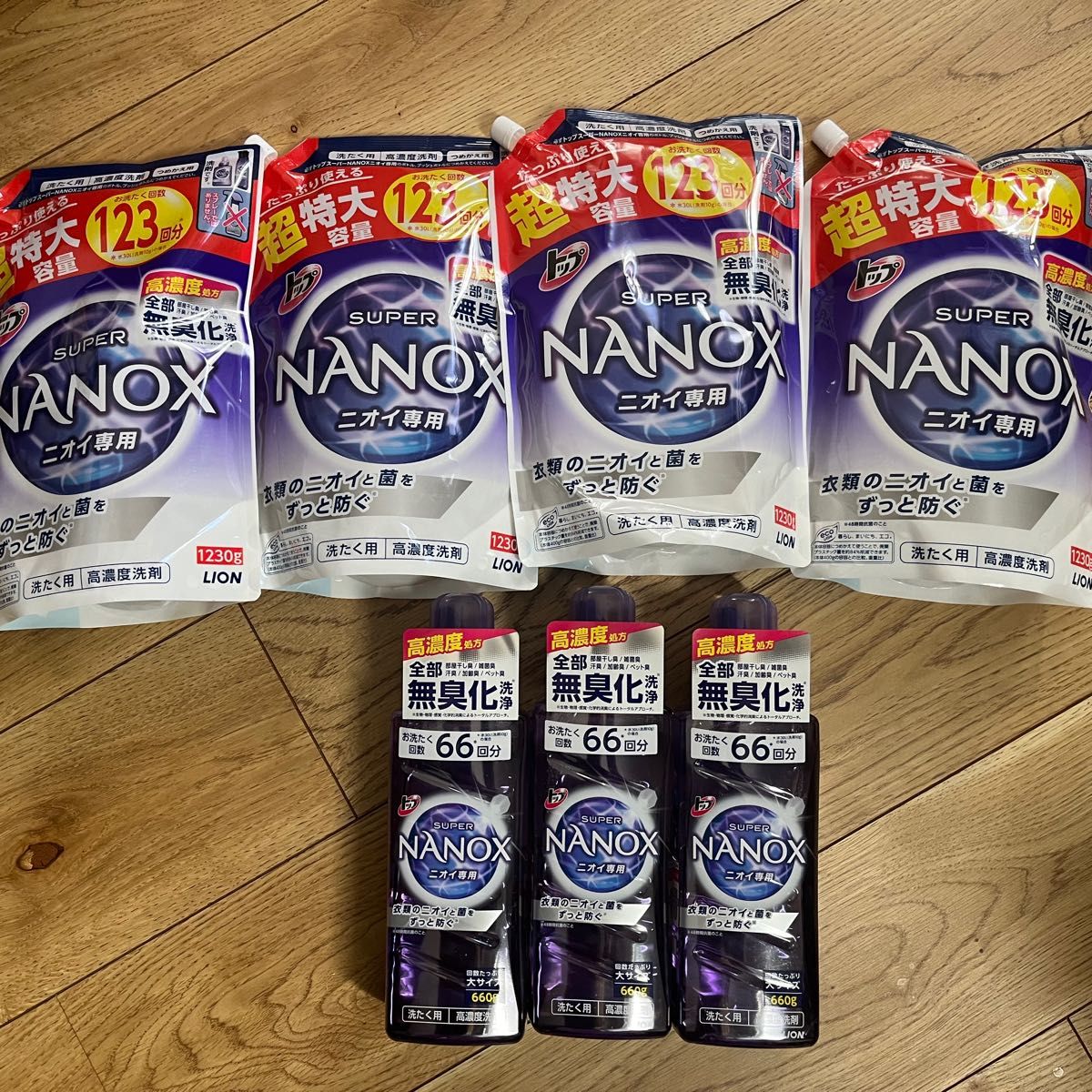 トップ ナノックス(NANOX)まとめ買い ニオイ専用 高濃度洗濯洗剤 液体 660g×3本詰め替え 超特大1230g×4個