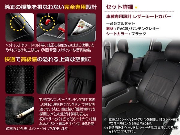 フレアワゴン MM32S 4人乗り用 PVC レザーシートカバー 黒 座席カバー セット 内装 車内 保護 カーシートカバー_画像2