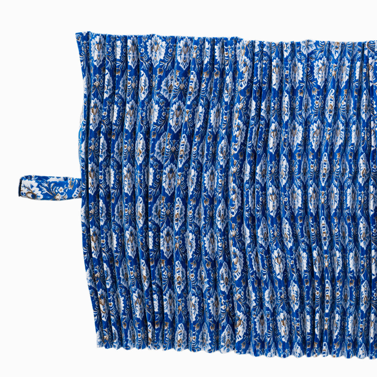 金華山仮眠カーテン　新格子　ブルー（青）　裏地付き　2400×850　左右2枚入り　プリーツ仕様　【納期約5週間】_画像2