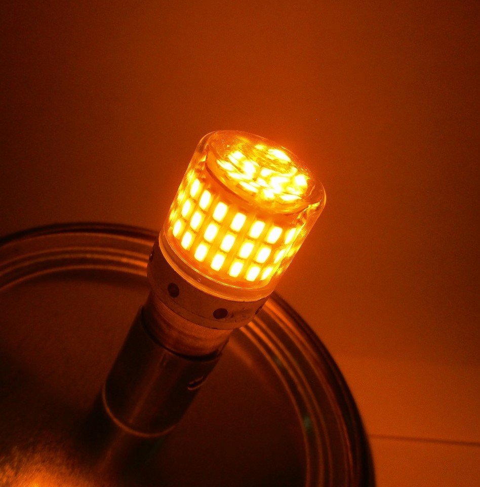 LEDバルブ　電球型　アンバー（橙）　2個セット　ピン違いバルブ　BAU15S　12V/24V共用　（628758）_画像5