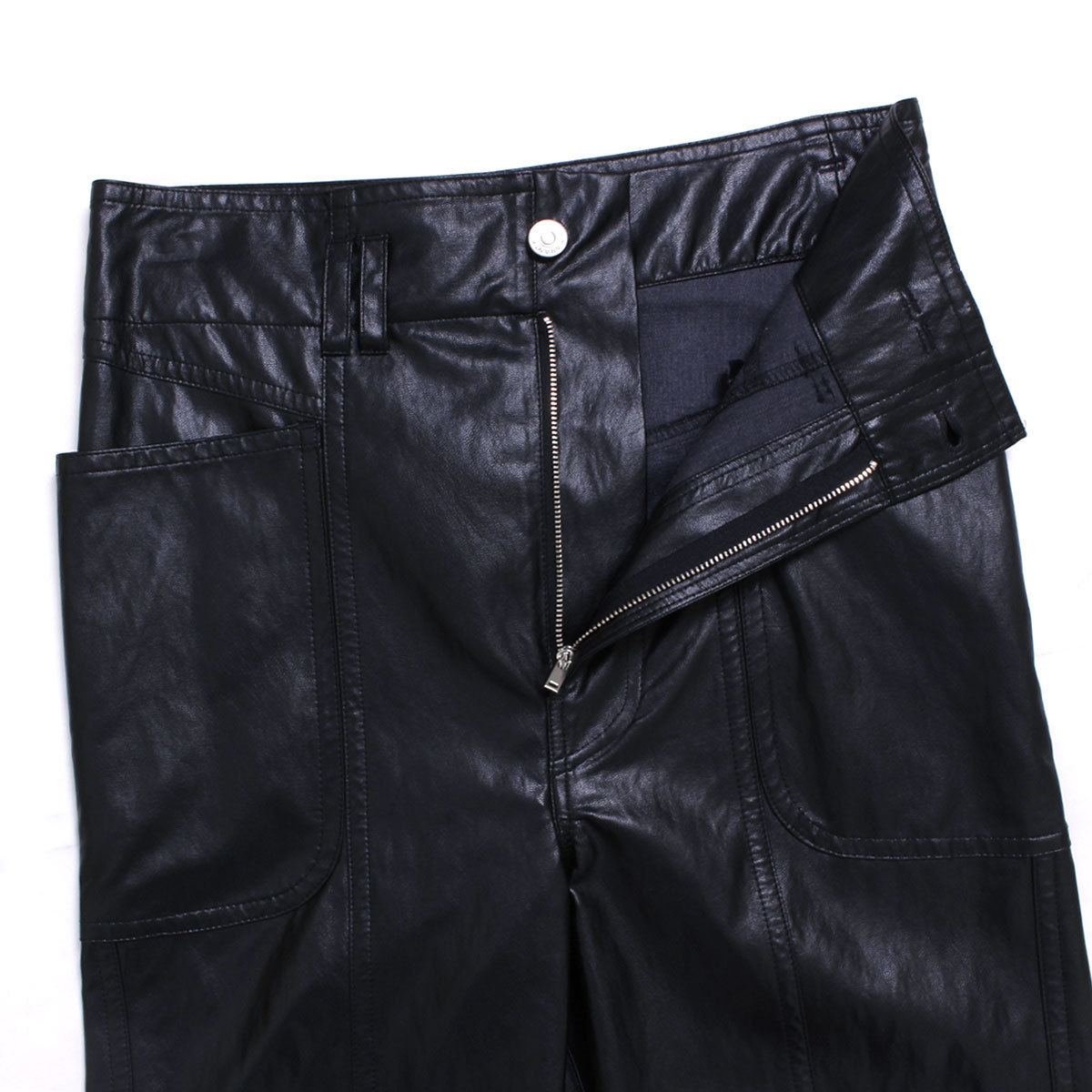 【タグ付・新品・定価67,100円】ISABEL MARANT ETOILE TESSINI TROUSER 36 ブラック イザベルマランエトワール フェイクレザー パンツ_画像5