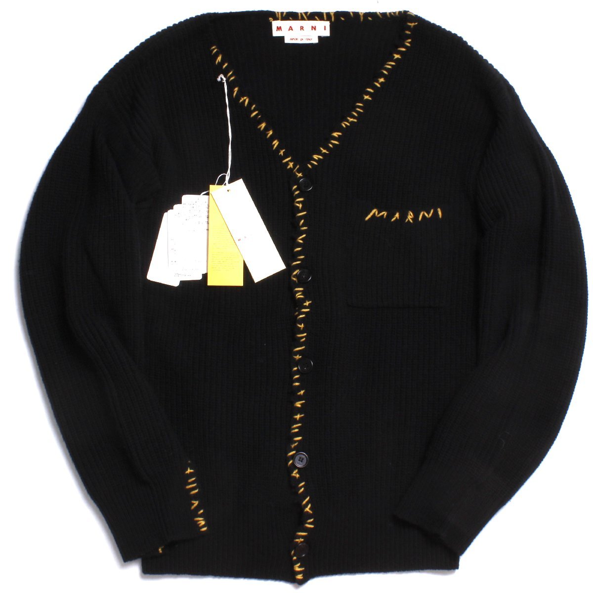 22AW【タグ付き・定価152,900円】MARNI SHETLAND WOOL REPAIR LOGO CARDIGAN 48 CDMG0083Q0 マルニ ウール リペア ロゴ カーディガン_画像1