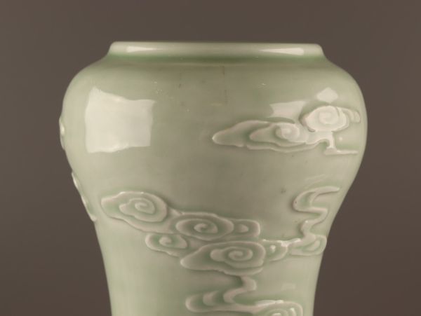 中国古玩 唐物 大清乾隆年製 款 天青釉 花瓶 時代物 極上品 初だし品 C3920の画像4
