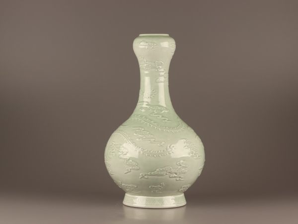 中国古玩 唐物 大清乾隆年製 款 天青釉 花瓶 時代物 極上品 初だし品 C3920の画像3
