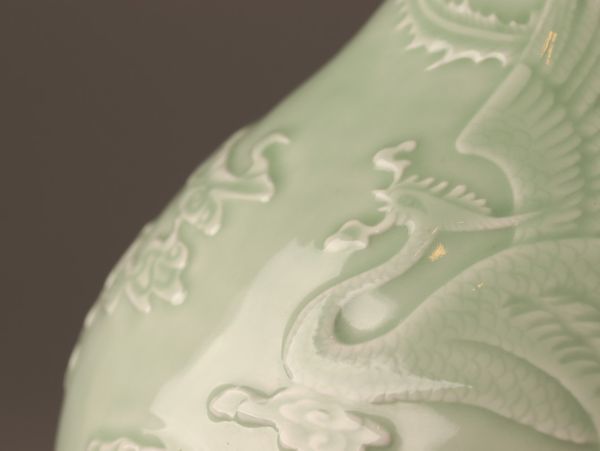 中国古玩 唐物 大清乾隆年製 款 天青釉 花瓶 時代物 極上品 初だし品 C3920の画像6