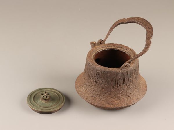 煎茶道具 龍文堂造 胴在印 安之介 造 銅製蓋 時代鉄瓶 時代物 極上品 初だし品 C3904_画像8