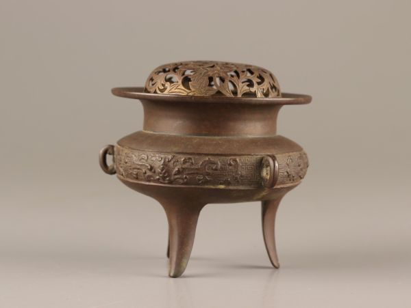 中国古玩 唐物 古銅造 饕餮文 香炉 時代物 極上品 初だし品 C4017の画像5