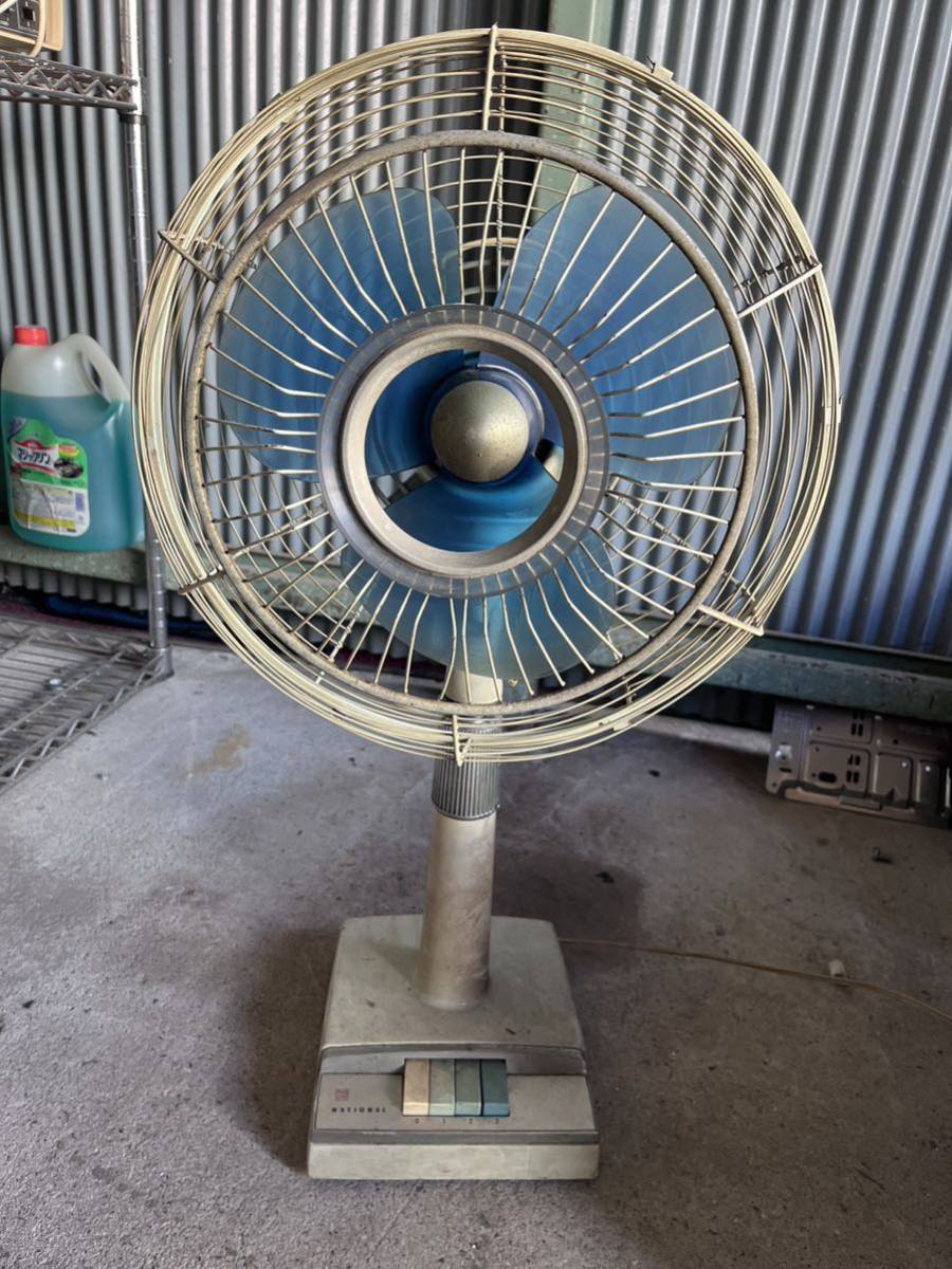 NATIONAL ナショナル 扇風機 ELECTORIC FAN F-30SE 3枚羽 ブルー 昭和レトロ 家電　動作品_画像1