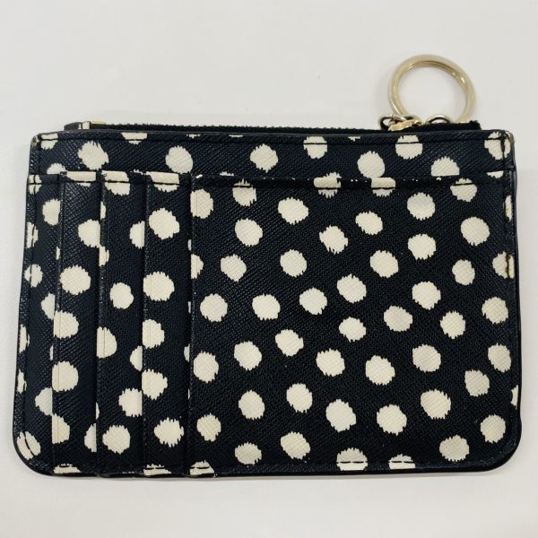 W641-O15-3492 ★ Kate spade ケイトスペード ドット柄 レザー キーリング付き コインケース ブラック レディース カードケース 小物 ④_画像5