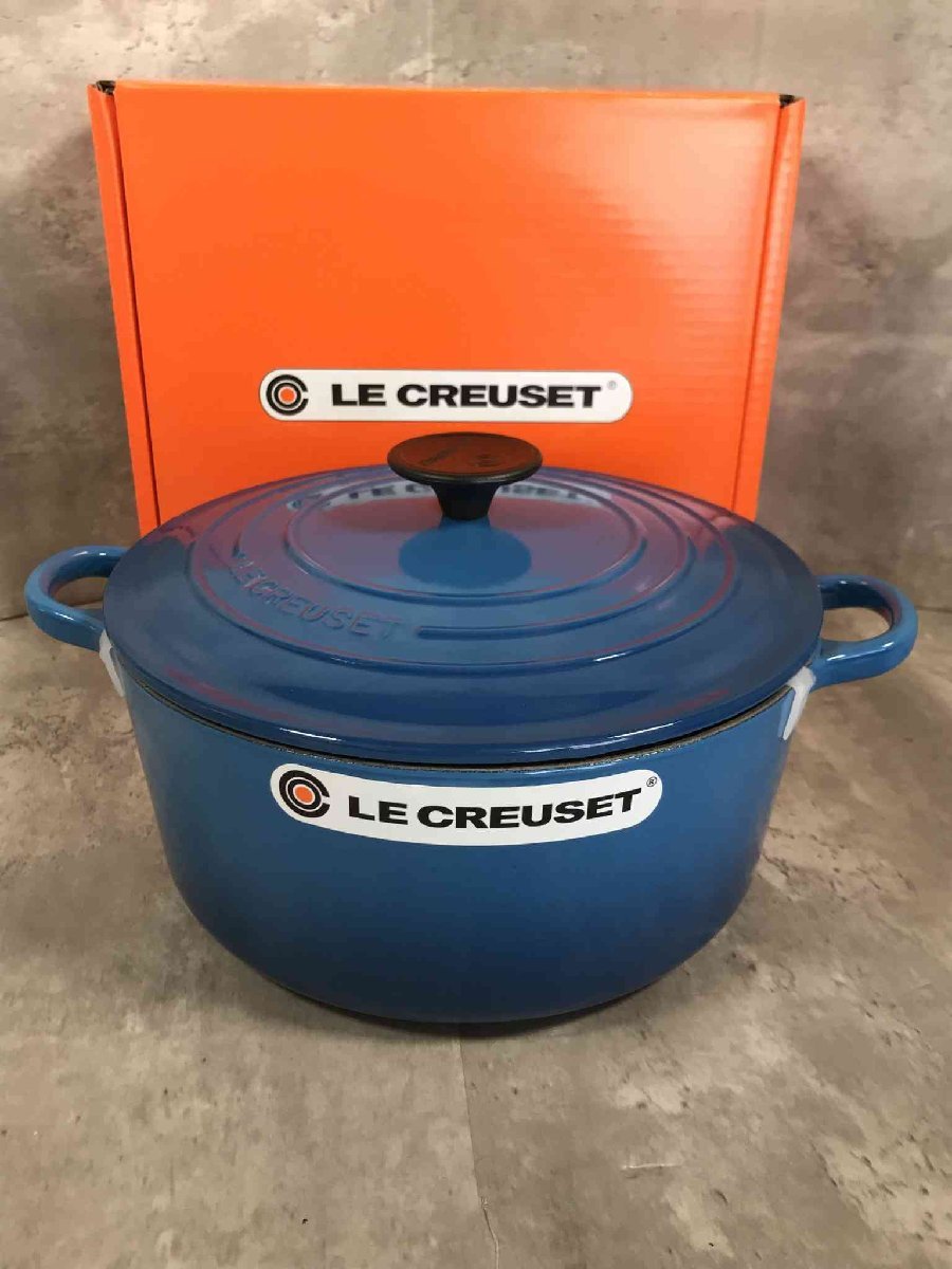 【新品未使用】LE CREUSET ル・クルーゼ ココットロンド ホーロー 両手鍋 24cm　MARSEILLE　箱付【送料無料】_画像1