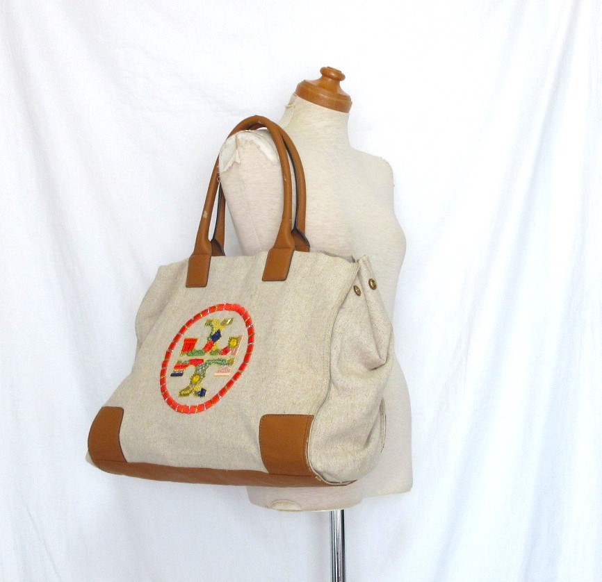 送料込み TORY BURCH トリーバーチ ベージュ キャンバス レザー 送料込み TORY BURCH トリーバーチ ベージュ キャンバス レザー