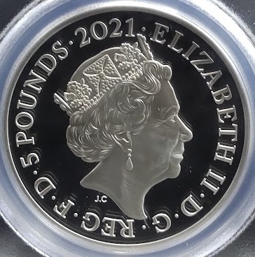 【準最高鑑定】2021年 英国 ロイヤルミント ゴチッククラウン 5ポンド 2オンス 銀貨 PCGS PR69 DCAMの画像4