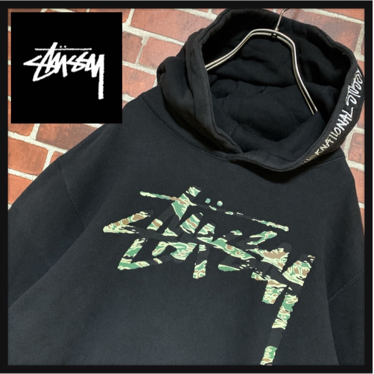 希少】stussy ステューシー 迷彩ストックロゴ プルオーバー 希少】stussy ステューシー 迷彩ストックロゴ プルオーバー