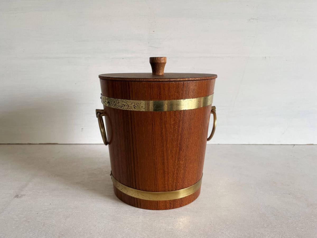 [9266] сайт - дерево щеки латунь ведерко для льда канистра Vintage Vintage nippon saito wood осмотр ) Северная Европа Дания 