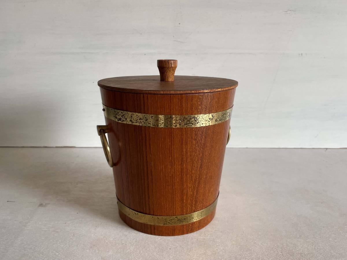 [9266] сайт - дерево щеки латунь ведерко для льда канистра Vintage Vintage nippon saito wood осмотр ) Северная Европа Дания 