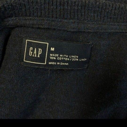 GAP コットンリネン　長袖　カットソー　ネイビー ニット トレーナー クルーネック CREW NECK