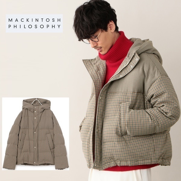 新品 送込★定価4.2万円★マッキントッシュフィロソフィー MACKINTOSH PHILOSOPHY★パネルチェック ダウンジャケット★FUDGE CLUEL 掲載品_画像2