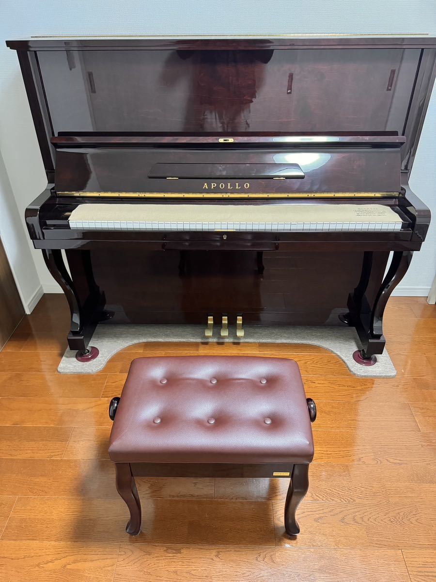 【ピアノ】 アップライトピアノ 鍵盤楽器 東洋ピアノ 日本製 アポロ APOLLO ダークマホガニー 鏡面仕上 アンティーク