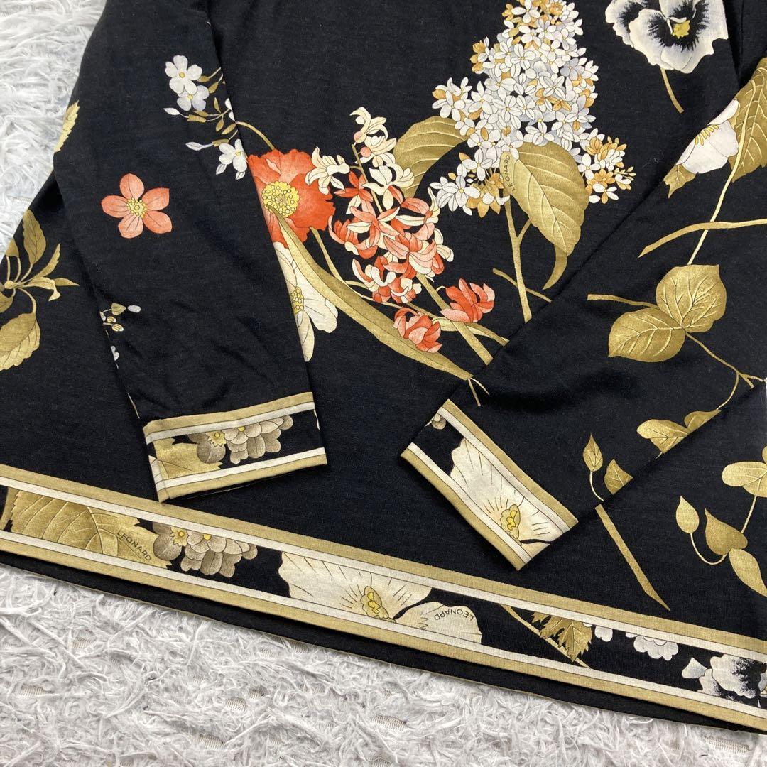 apc レオナール LEONARD カットソー 44 ベージュ 黒 シルク 花柄 apc レオナール LEONARD カットソー 44 ベージュ 黒 シルク 花柄