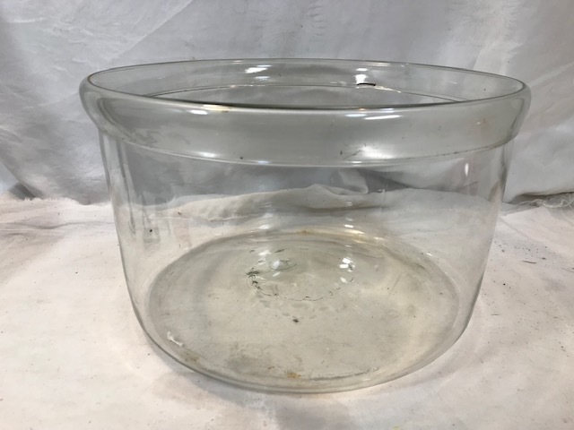 レトロ　ガラス製　丸形　ガラス水槽　たらい　メダカ　金魚　直径32.5cm_画像1