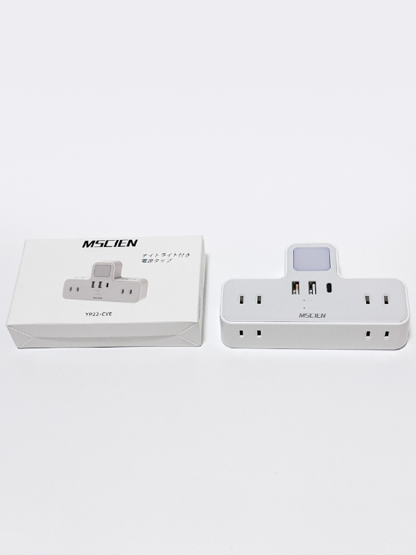 [YON-A61227062] MSCIEN LEDナイトライト USBコンセント 電源タップ付属 USB-C×1 USB-A×2 ACコンセント×6 コンセントタップ 常夜灯_画像1