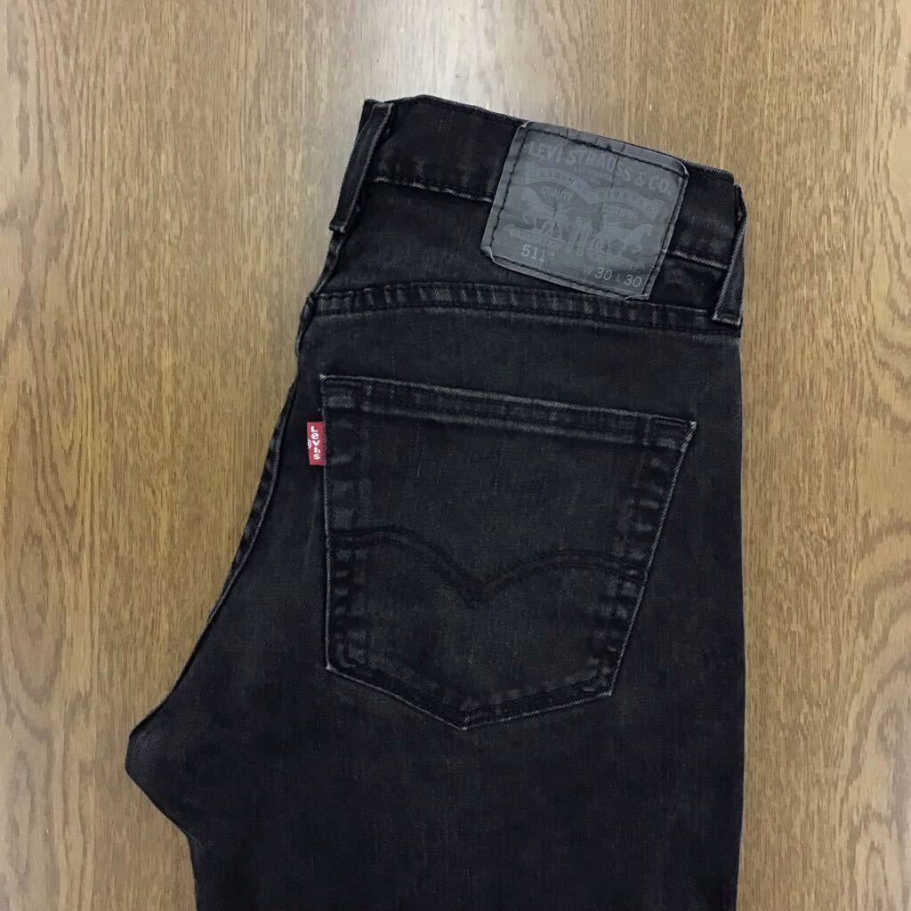 【FA023】Levi's 511 W30 L30 ブラック ジーンズ ジーパン デニムパンツ ストレッチ生地 黒色 メンズブランド古着 リーバイス511 送料無料_画像1