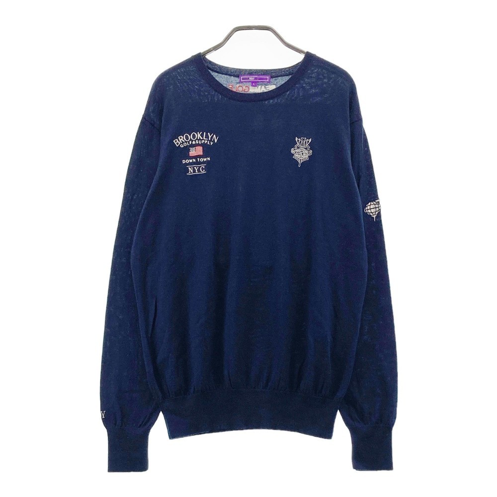 BEAMS GOLF ビームスゴルフ 長袖ウール ニットセーター ネイビー系 L [240101102233] ゴルフウェア メンズ