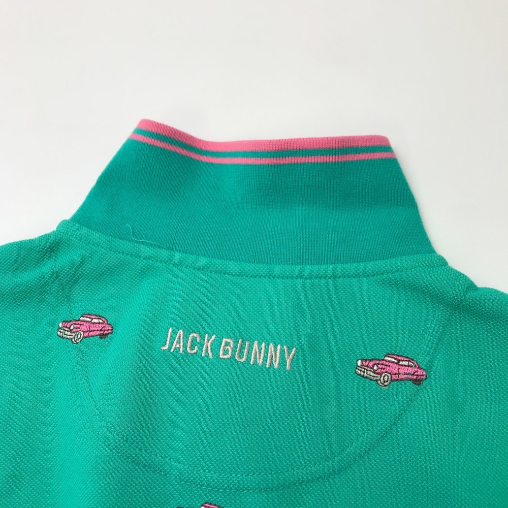 【新品】JACK BUNNY ジャックバニー 半袖ポロシャツ 刺繍 総柄 グリーン系 1 [240001986653] ゴルフウェア レディースの画像4