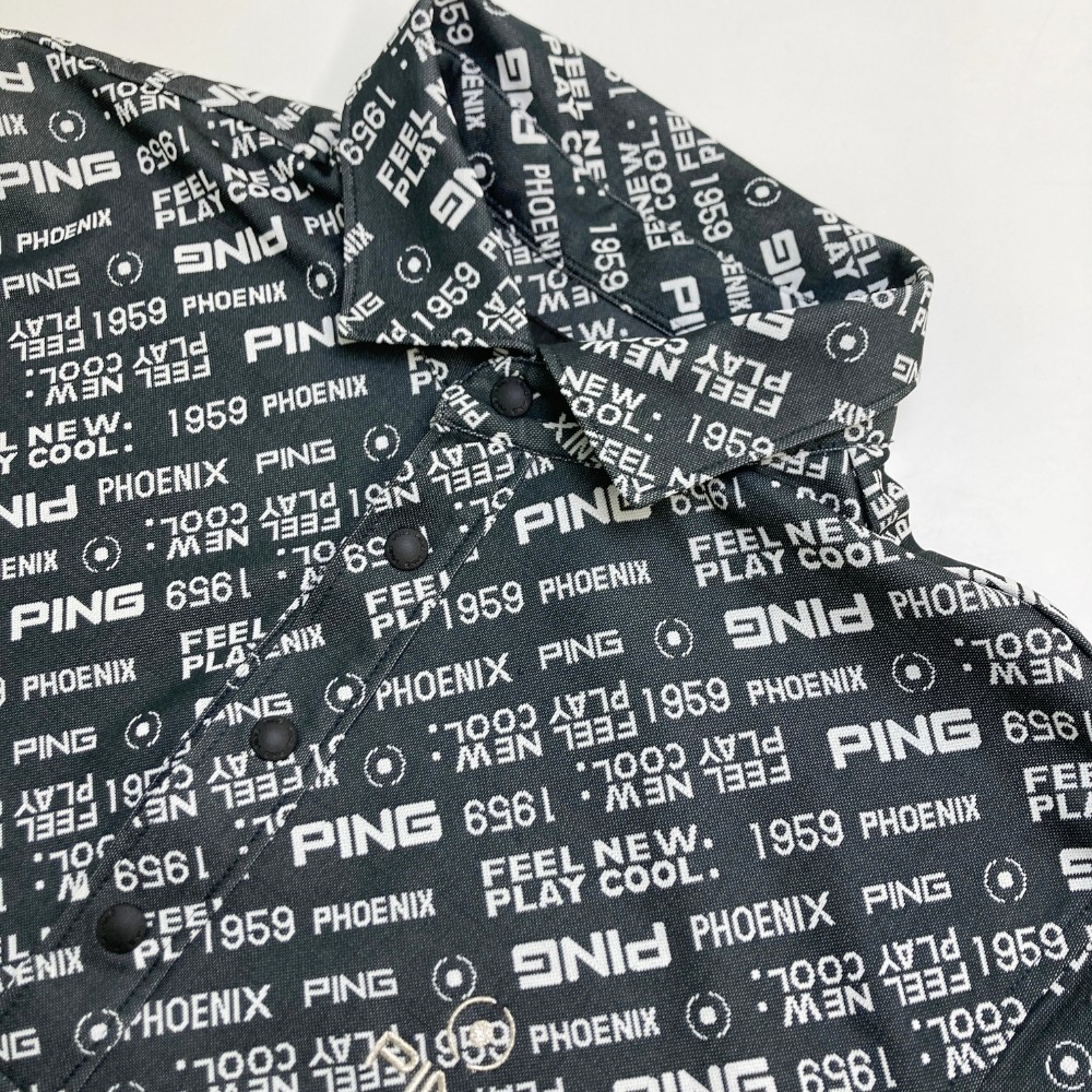 PING ピン 2022年モデル 半袖 ポロシャツ 総柄 ブラック系 M [240101098169] ゴルフウェア メンズ_画像3