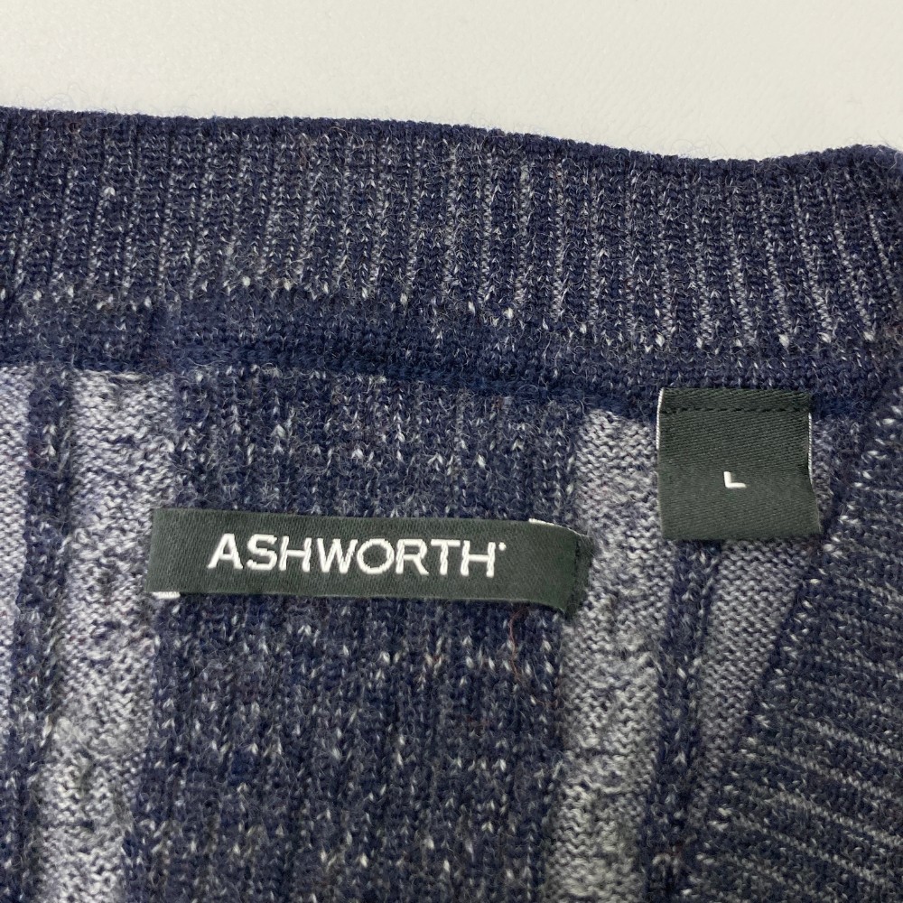 ASHWORTH Ashworth вязаный лучший полоса рисунок темно-синий серия L [240101103146] Golf одежда мужской 