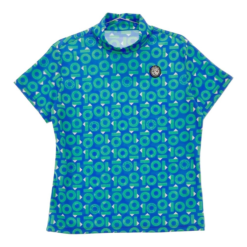 AND PER SE アンパスィ 2022年モデル ハイネック 半袖Tシャツ 総柄 ブルー系 LL [240001974783] ゴルフウェア レディースの画像1
