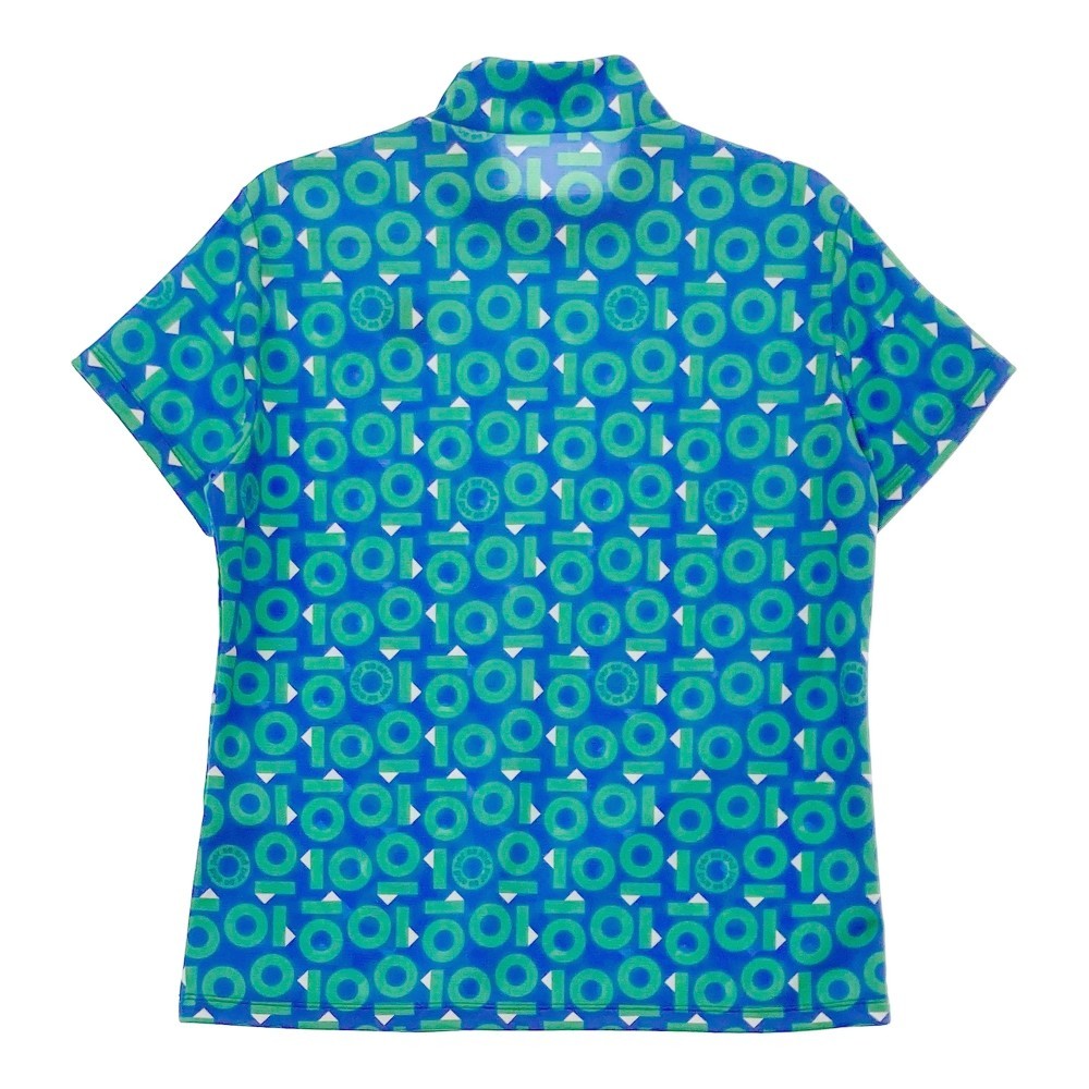 AND PER SE アンパスィ 2022年モデル ハイネック 半袖Tシャツ 総柄 ブルー系 LL [240001974783] ゴルフウェア レディースの画像2