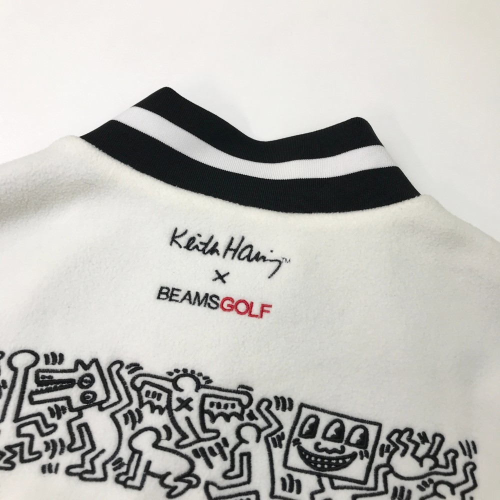 BEAMS GOLF ビームスゴルフ × Keith Haring 2021年モデル 裏地付 フリースジャケット ホワイト系 L [240001972681] ゴルフウェア メンズ_画像4