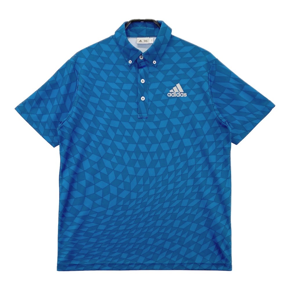 ADIDAS GOLF アディダスゴルフ 半袖ポロシャツ ボタンダウン 総柄 ブルー系 L [240001958676] ゴルフウェア メンズ_画像1